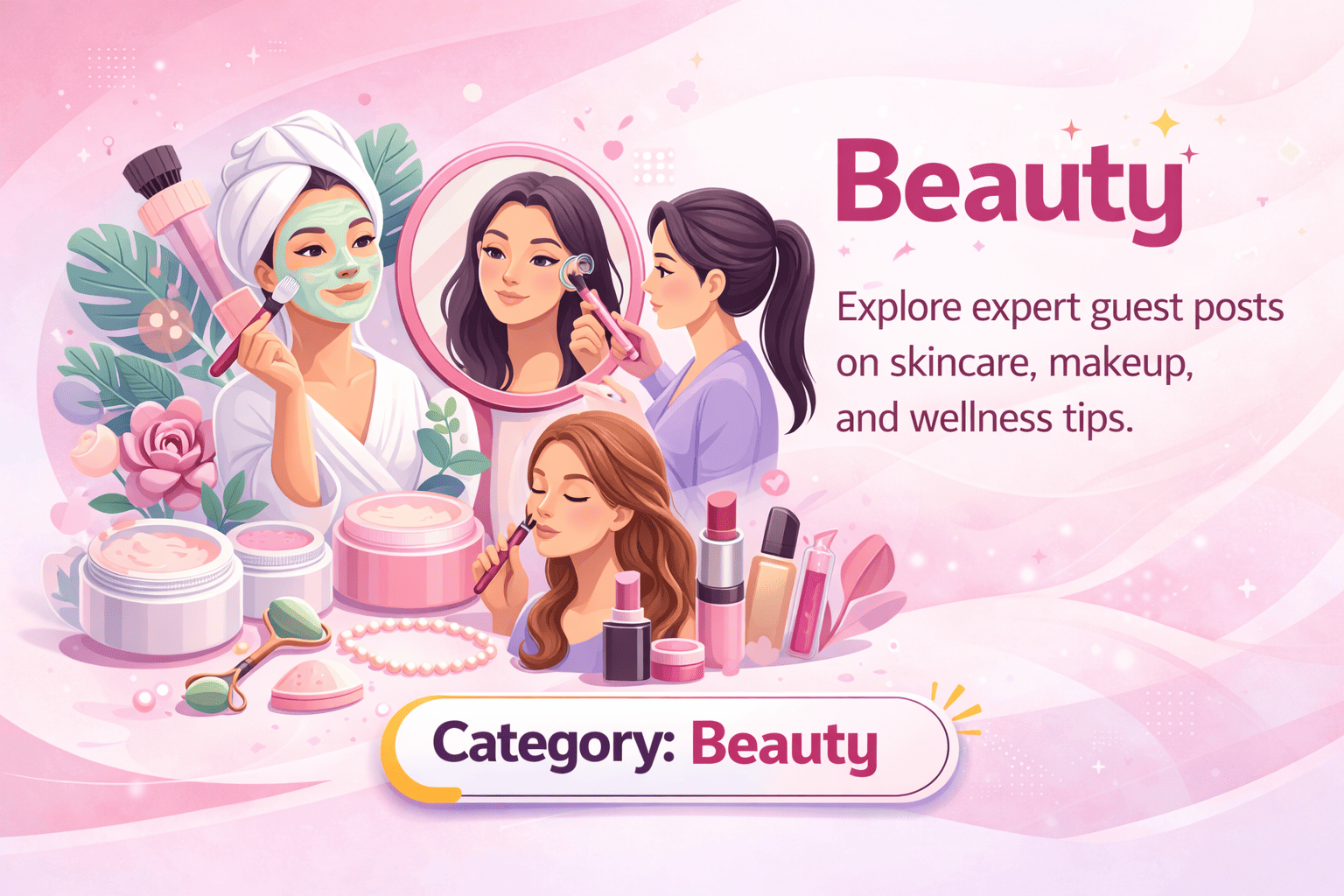 Beauty products and self-care moments