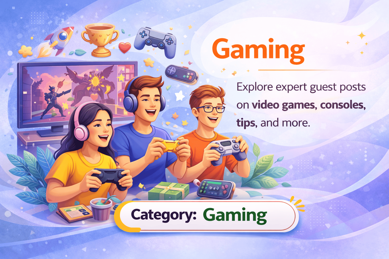 Young gamers immersed in action