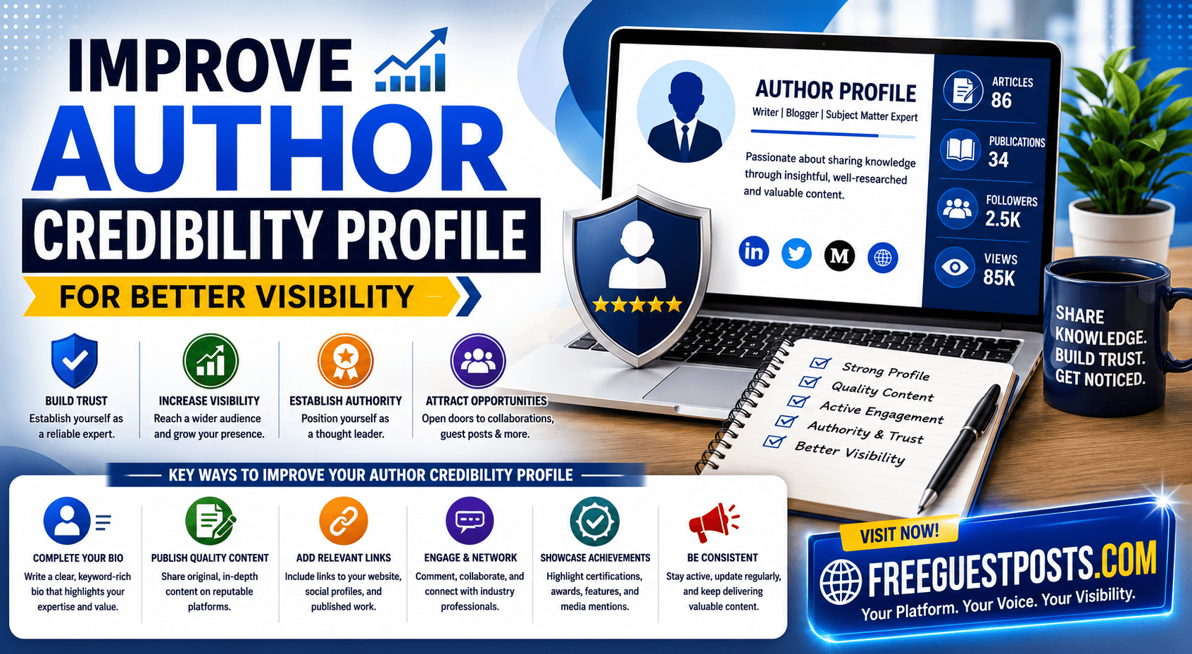 How to Improve Author Credibility Profiles for Better Visibility